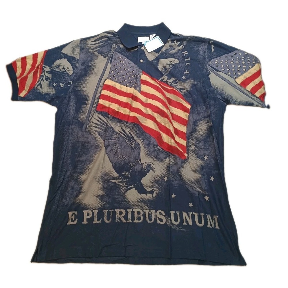 America Patriotic Polo Men's 2XL King Size For Tall And Big AOP Casual